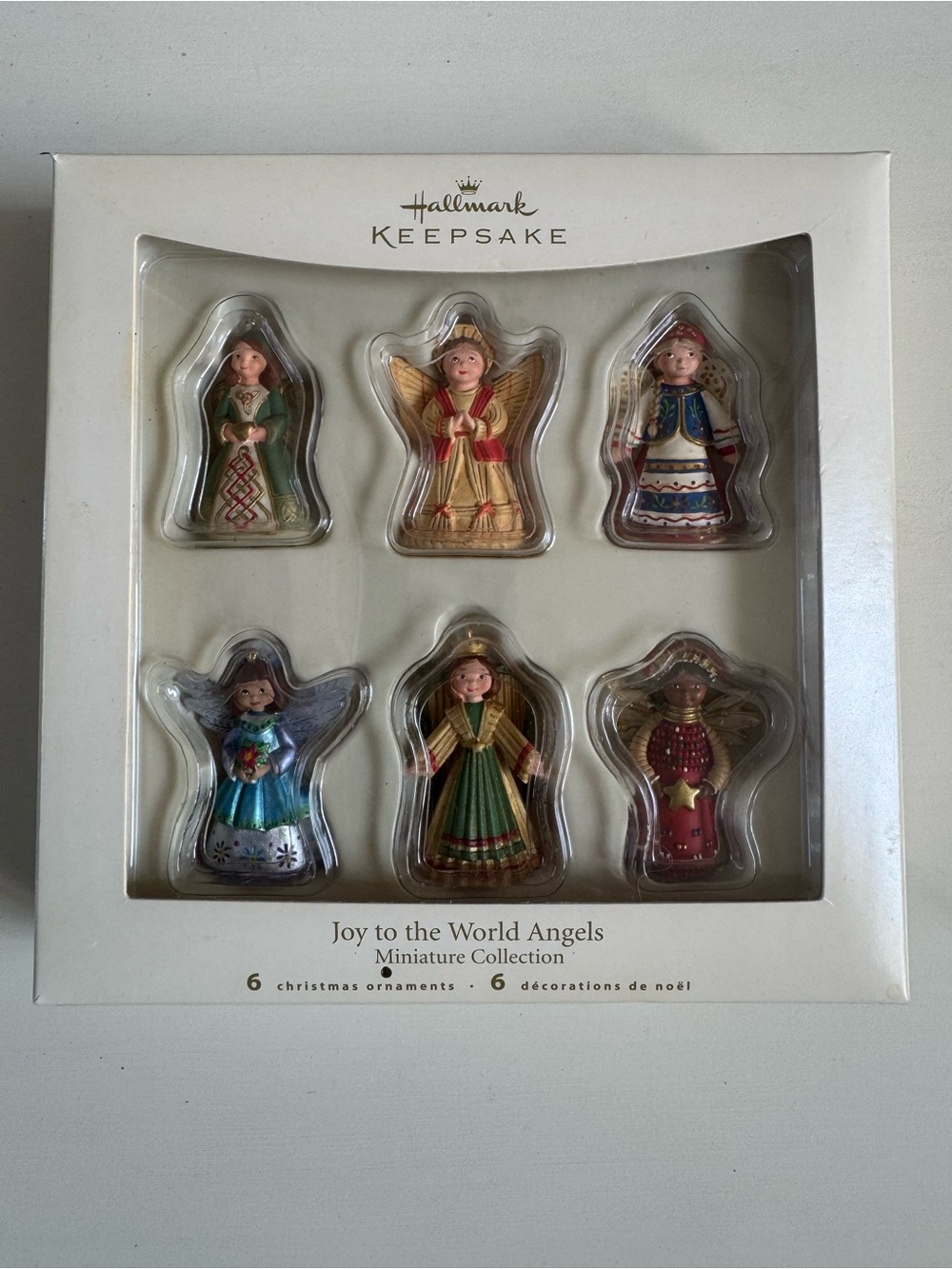 Hallmark keepsake “Joy to the World Angels” Miniature Ornament Set-6 vintage NIB